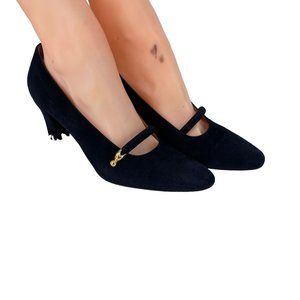 Bruno Magli Womens Italy Black Suede Leather Heels Mary Jane Pumps Shoes Sz 8 AA